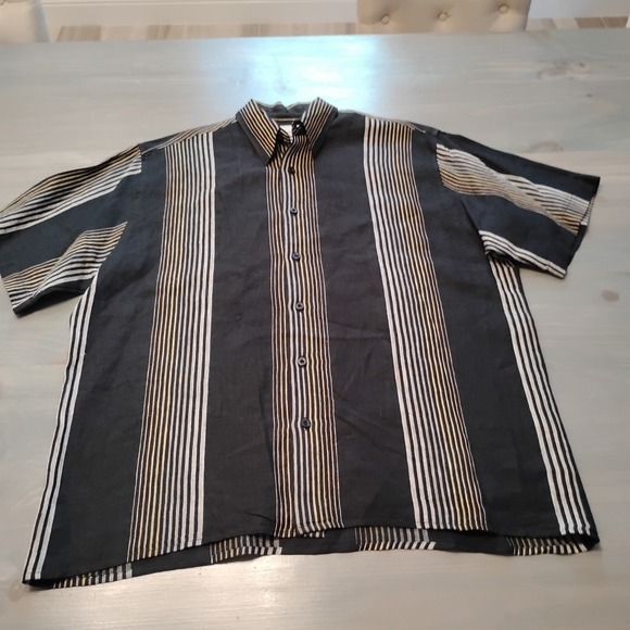 Vintage Havana Other - Havana Shirt Co Cabana Shirt Men's L Black With Gradating Stripes Short Sleeve